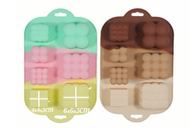 Molde silicona tricolor 7 cubos surtidos